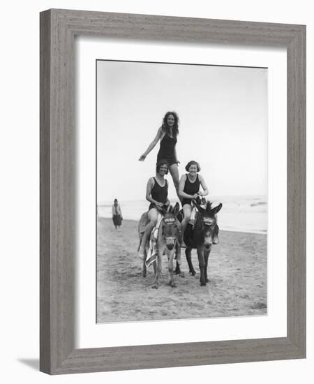 Girls on Donkeys 1920S-null-Framed Photographic Print