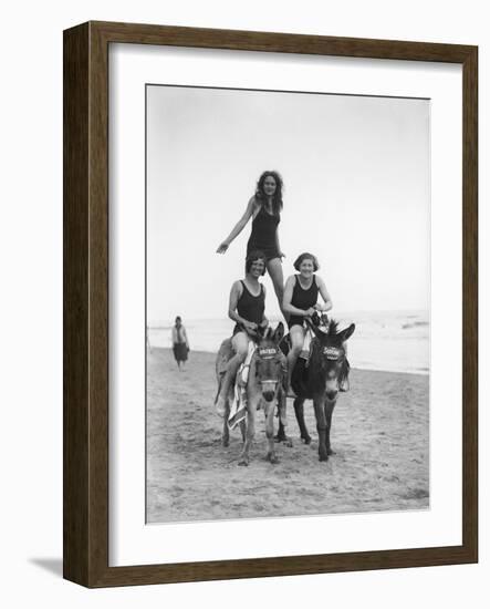 Girls on Donkeys 1920S-null-Framed Photographic Print