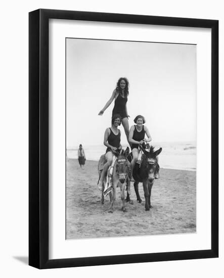 Girls on Donkeys 1920S-null-Framed Photographic Print