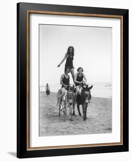 Girls on Donkeys 1920S-null-Framed Photographic Print