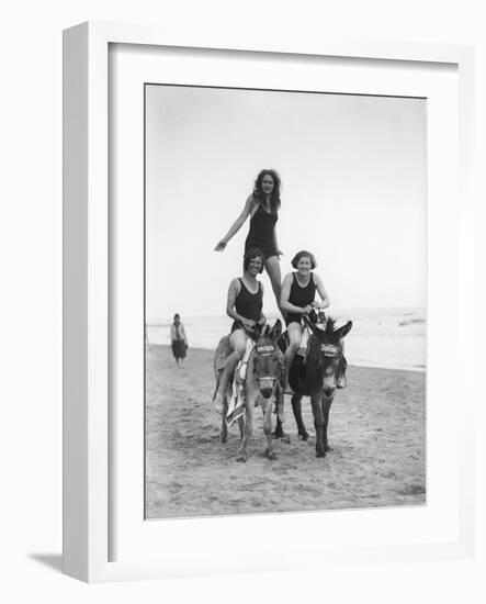 Girls on Donkeys 1920S-null-Framed Photographic Print