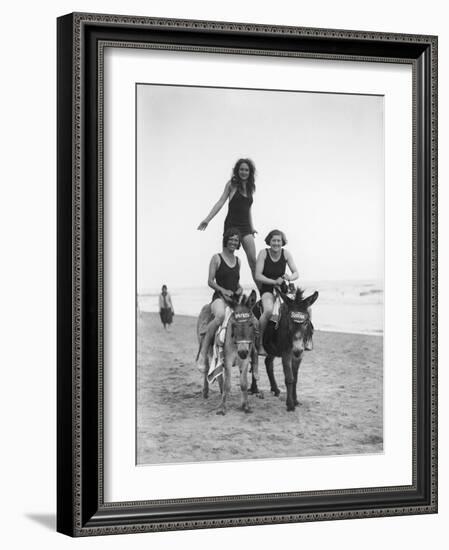 Girls on Donkeys 1920S-null-Framed Photographic Print