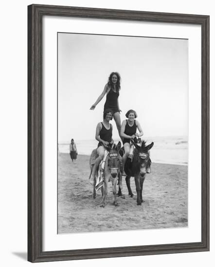 Girls on Donkeys 1920S-null-Framed Photographic Print