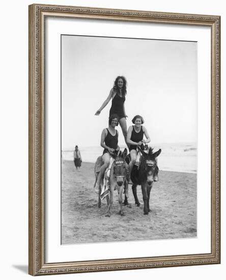 Girls on Donkeys 1920S-null-Framed Photographic Print