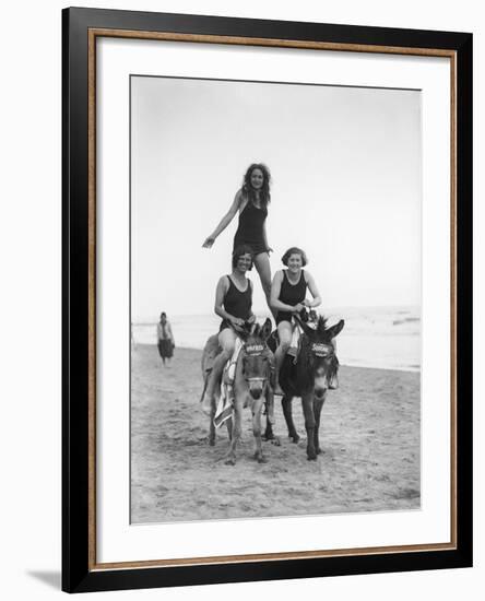 Girls on Donkeys 1920S-null-Framed Photographic Print