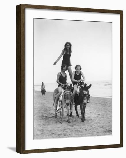 Girls on Donkeys 1920S-null-Framed Photographic Print