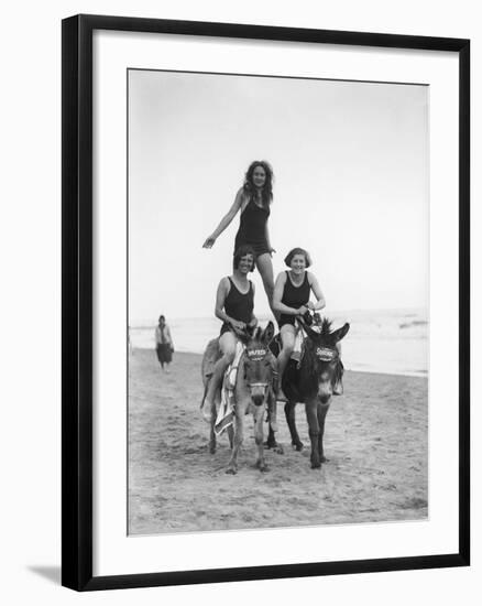 Girls on Donkeys 1920S-null-Framed Photographic Print