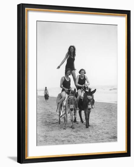 Girls on Donkeys 1920S-null-Framed Photographic Print