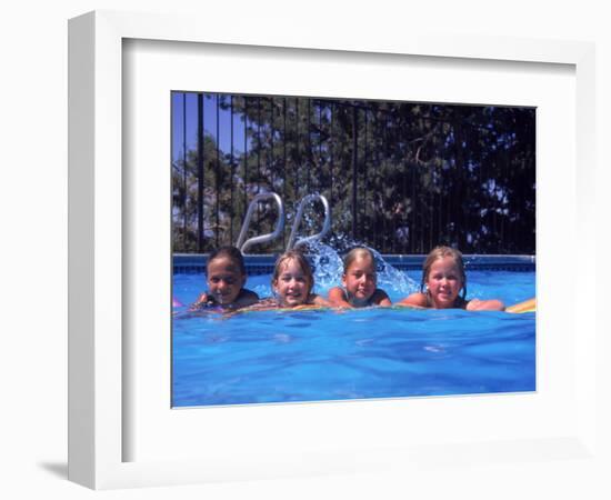 Girls on Float in Pool-Mark Gibson-Framed Photographic Print