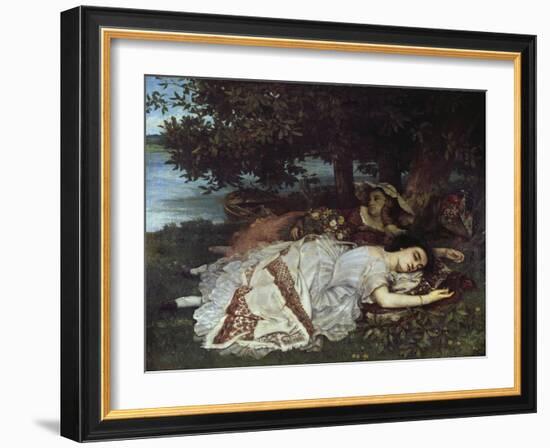 Girls on the Banks of the Seine, 1856/57-Gustave Courbet-Framed Giclee Print