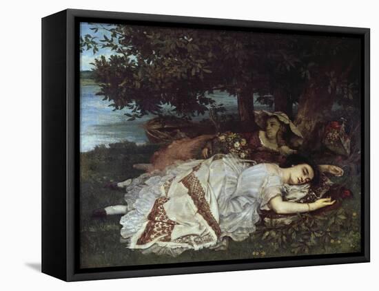 Girls on the Banks of the Seine, 1856/57-Gustave Courbet-Framed Premier Image Canvas