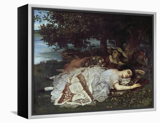 Girls on the Banks of the Seine, 1856/57-Gustave Courbet-Framed Premier Image Canvas