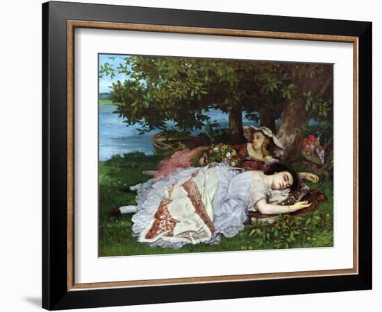 Girls on the Banks of the Seine, 1856-57-Gustave Courbet-Framed Giclee Print