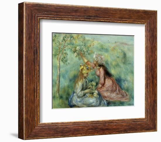 Girls Picking Flowers in a Meadow-Pierre-Auguste Renoir-Framed Art Print