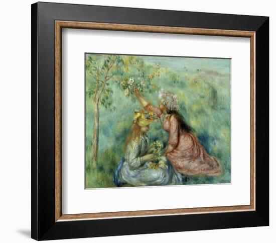 Girls Picking Flowers in a Meadow-Pierre-Auguste Renoir-Framed Art Print