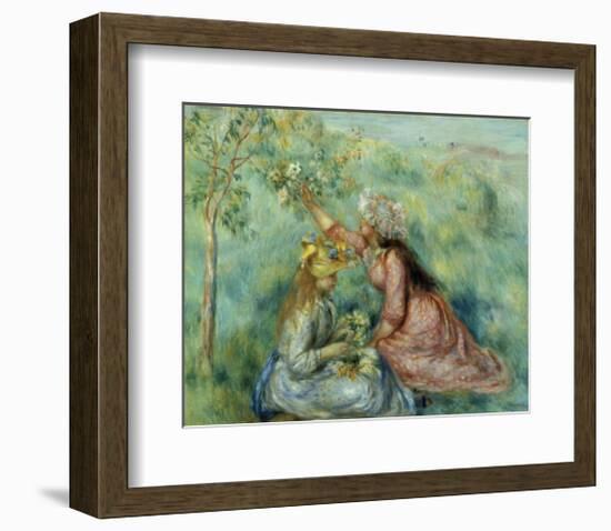 Girls Picking Flowers in a Meadow-Pierre-Auguste Renoir-Framed Art Print