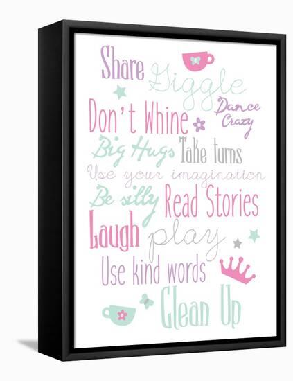 Girls Play Room Rules-Jace Grey-Framed Stretched Canvas