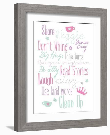 Girls Play Room Rules-Jace Grey-Framed Art Print