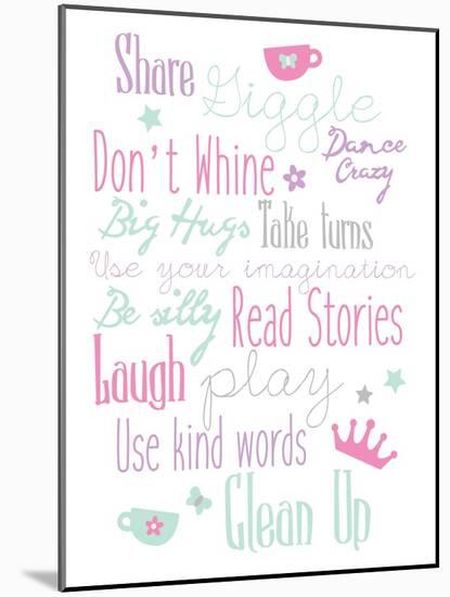 Girls Play Room Rules-Jace Grey-Mounted Art Print