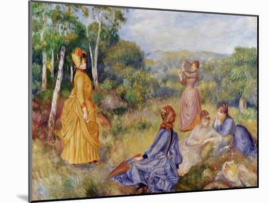 Girls Playing Battledore and Shuttlecock-Pierre-Auguste Renoir-Mounted Giclee Print