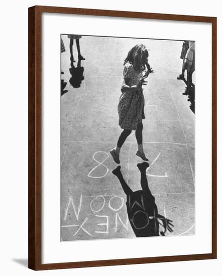 Girls Playing Hopscotch-Ralph Morse-Framed Photographic Print
