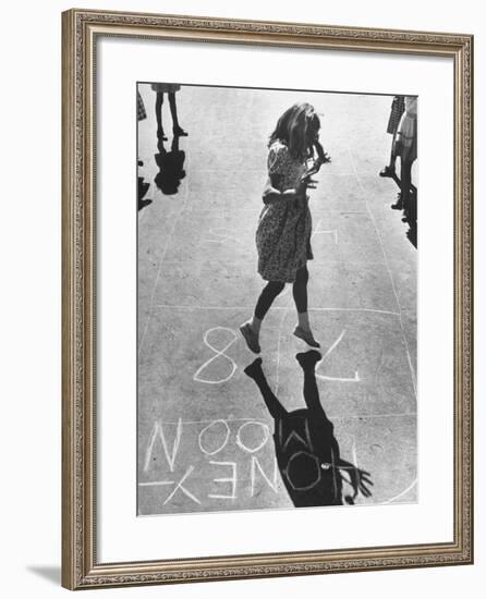 Girls Playing Hopscotch-Ralph Morse-Framed Photographic Print