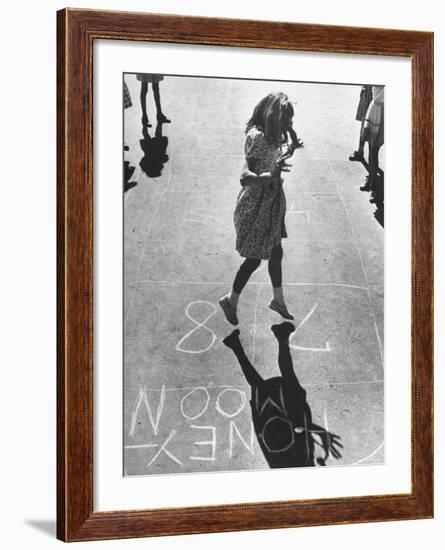 Girls Playing Hopscotch-Ralph Morse-Framed Photographic Print