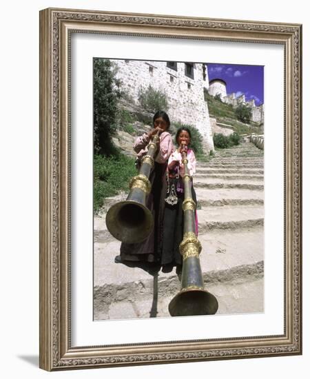 Girls Playing Horns, Potala Palace, Lhasa, Tibet-Bill Bachmann-Framed Photographic Print