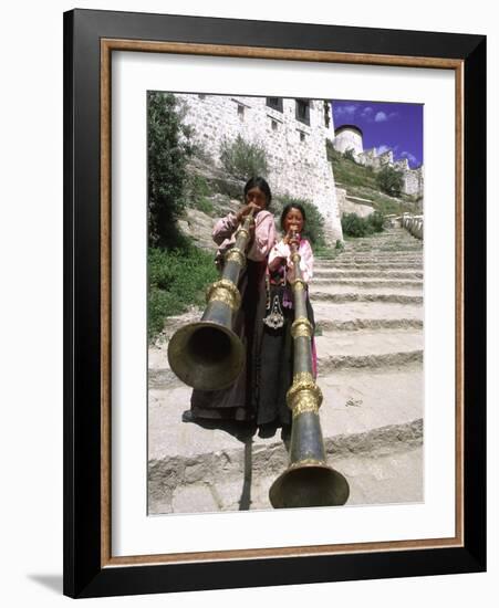 Girls Playing Horns, Potala Palace, Lhasa, Tibet-Bill Bachmann-Framed Photographic Print