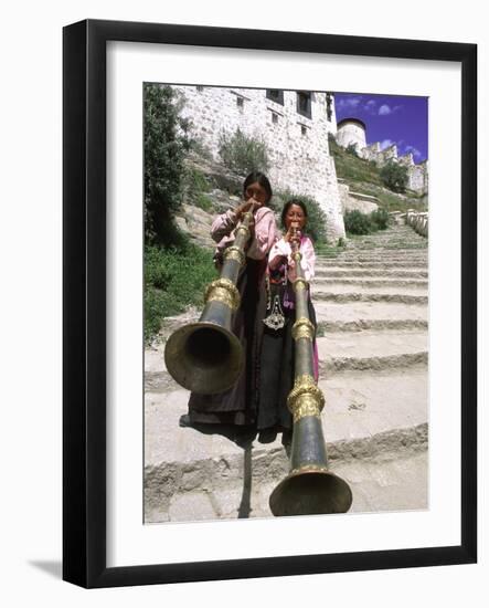 Girls Playing Horns, Potala Palace, Lhasa, Tibet-Bill Bachmann-Framed Photographic Print