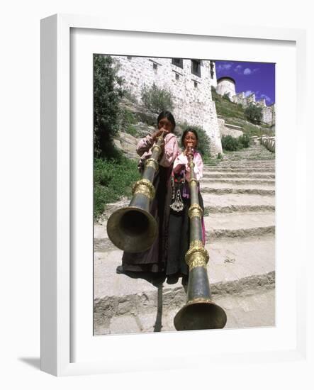 Girls Playing Horns, Potala Palace, Lhasa, Tibet-Bill Bachmann-Framed Photographic Print