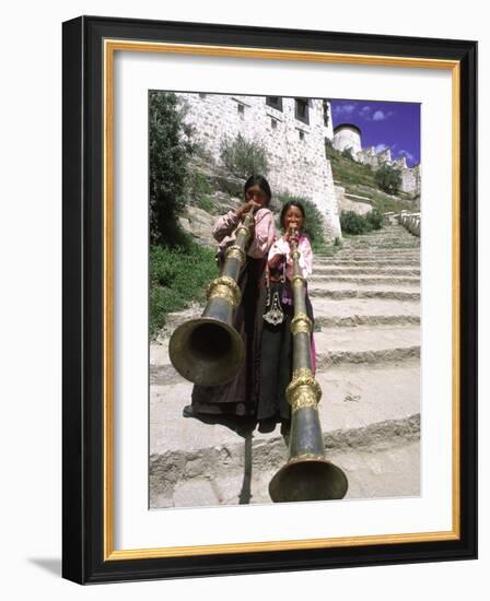 Girls Playing Horns, Potala Palace, Lhasa, Tibet-Bill Bachmann-Framed Photographic Print