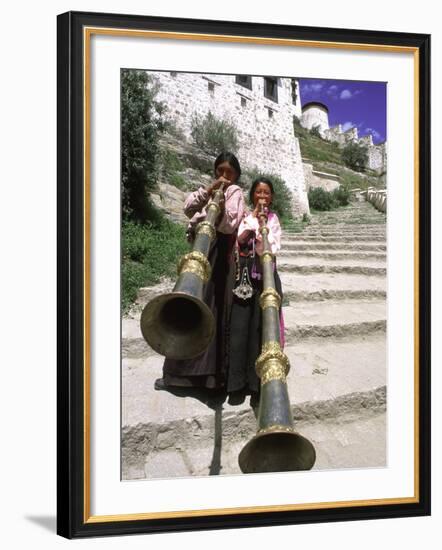 Girls Playing Horns, Potala Palace, Lhasa, Tibet-Bill Bachmann-Framed Photographic Print