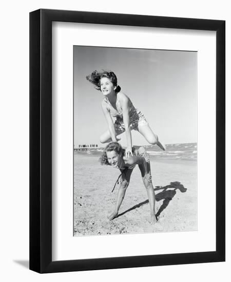 Girls Playing Leapfrog on Beach-Philip Gendreau-Framed Photographic Print