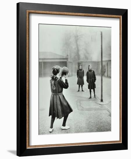 Girls Playing Netball, Chelsea Secondary School (Hortensia Road School), London, 1911-null-Framed Photographic Print