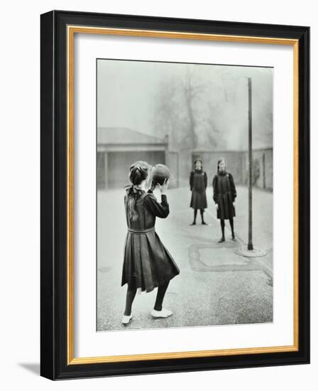 Girls Playing Netball, Chelsea Secondary School (Hortensia Road School), London, 1911-null-Framed Photographic Print