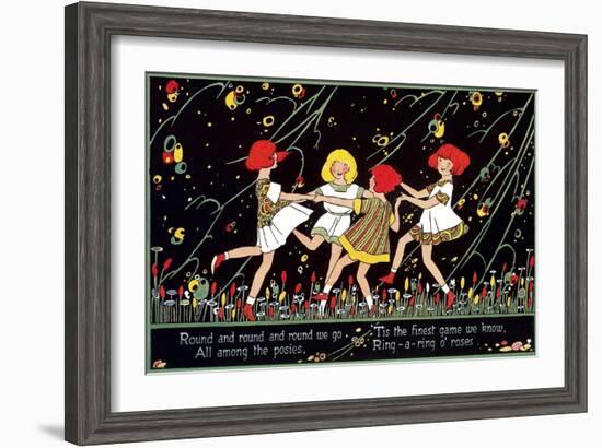 Girls Playing Ring Around Rosy-null-Framed Art Print