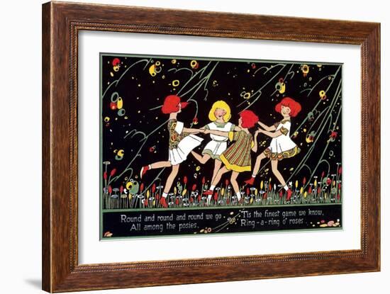 Girls Playing Ring Around Rosy-null-Framed Art Print