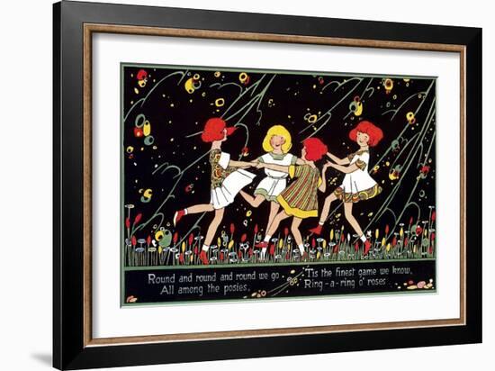 Girls Playing Ring Around Rosy-null-Framed Art Print