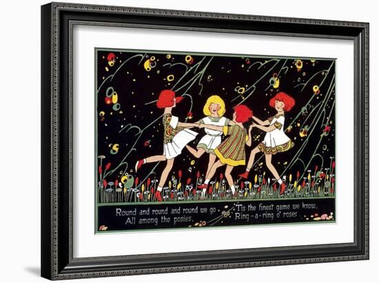 Girls Playing Ring Around Rosy-null-Framed Art Print