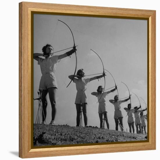 Girls Practicing Archery-John Florea-Framed Premier Image Canvas