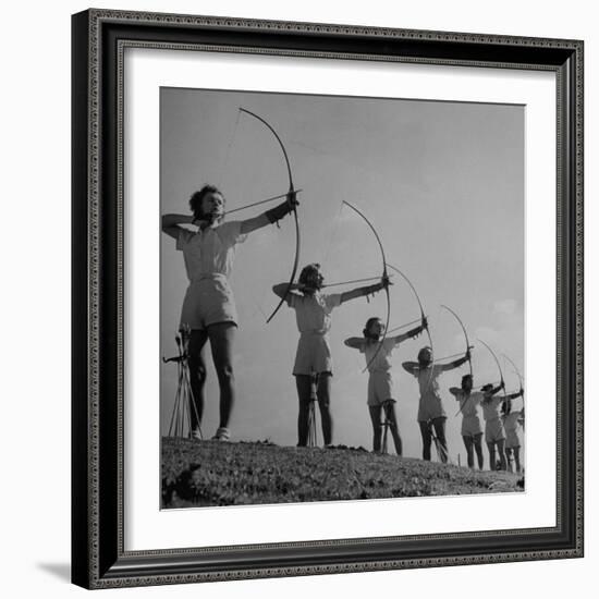 Girls Practicing Archery-John Florea-Framed Photographic Print