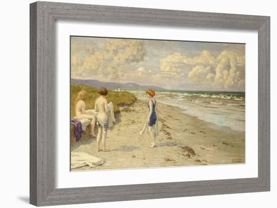 Girls Preparing to Bathe on a Beach-Paul Fischer-Framed Giclee Print