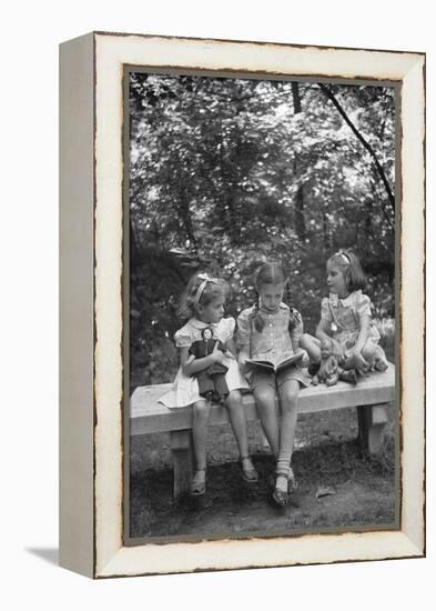Girls Reading on Park Bench-Philip Gendreau-Framed Premier Image Canvas