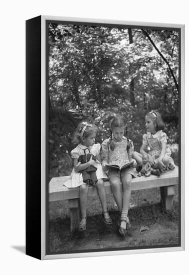 Girls Reading on Park Bench-Philip Gendreau-Framed Premier Image Canvas