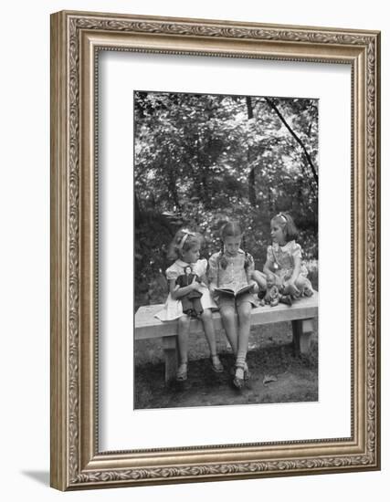 Girls Reading on Park Bench-Philip Gendreau-Framed Photographic Print