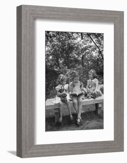 Girls Reading on Park Bench-Philip Gendreau-Framed Photographic Print