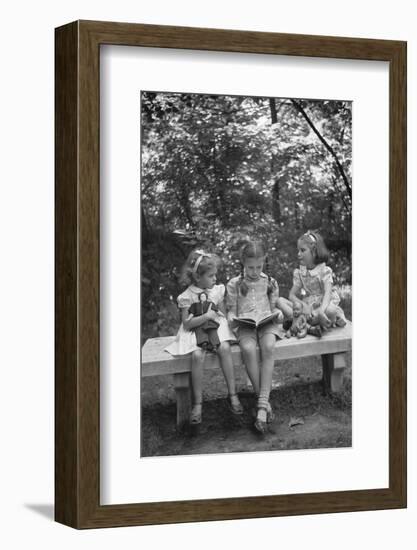 Girls Reading on Park Bench-Philip Gendreau-Framed Photographic Print