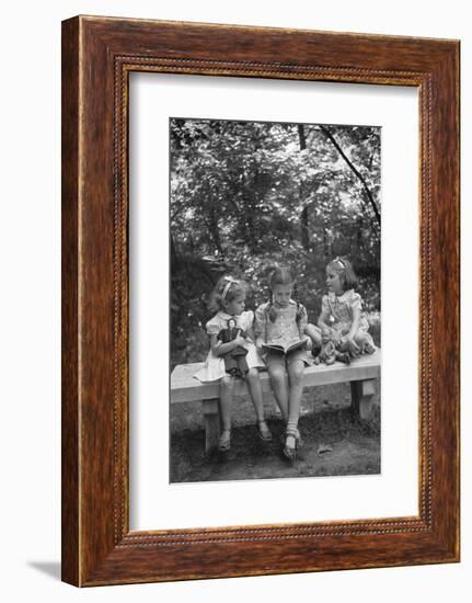 Girls Reading on Park Bench-Philip Gendreau-Framed Photographic Print