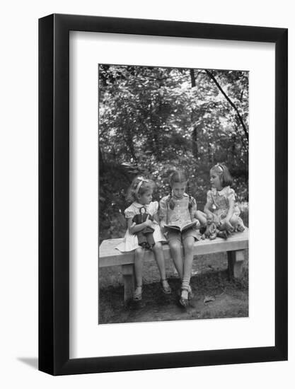 Girls Reading on Park Bench-Philip Gendreau-Framed Photographic Print